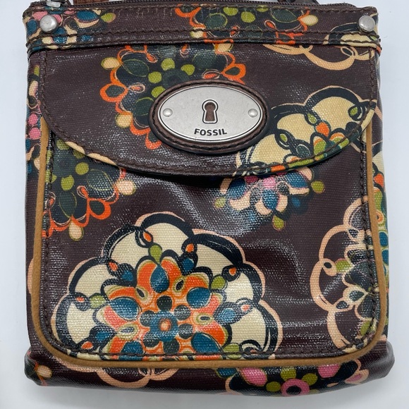 Fossil Key-Per Cross Body Purse Floral Autumn Colors Organized - Picture 2 of 13